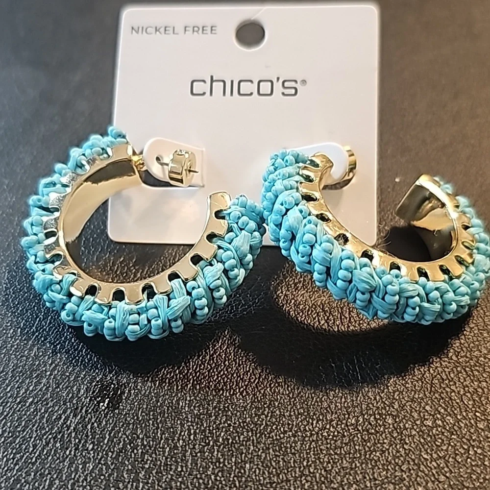 Chico's Turquoise Hoop Earrings - Picture 2 of 4